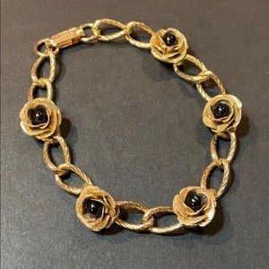Vintage Gold Rose 🌹 Petal Link Bracelet 7 1/2"
